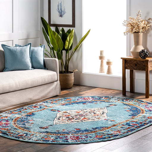 Aqua Oriental Medallion Area Rug 160 x 230 cm