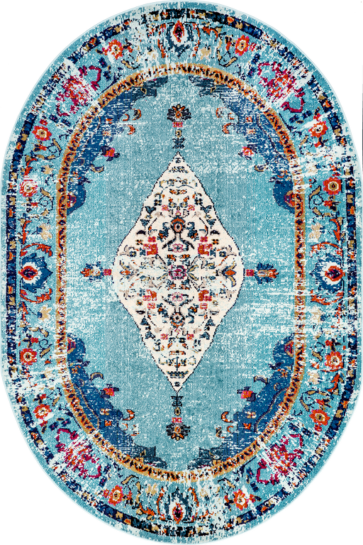 Aqua Oriental Medallion Area Rug 160 x 230 cm