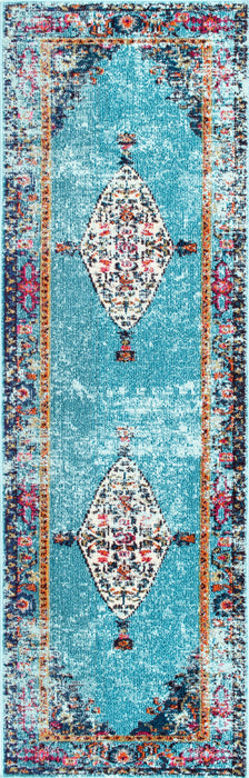 Aqua Oriental Medallion Area Rug 160x230 cm