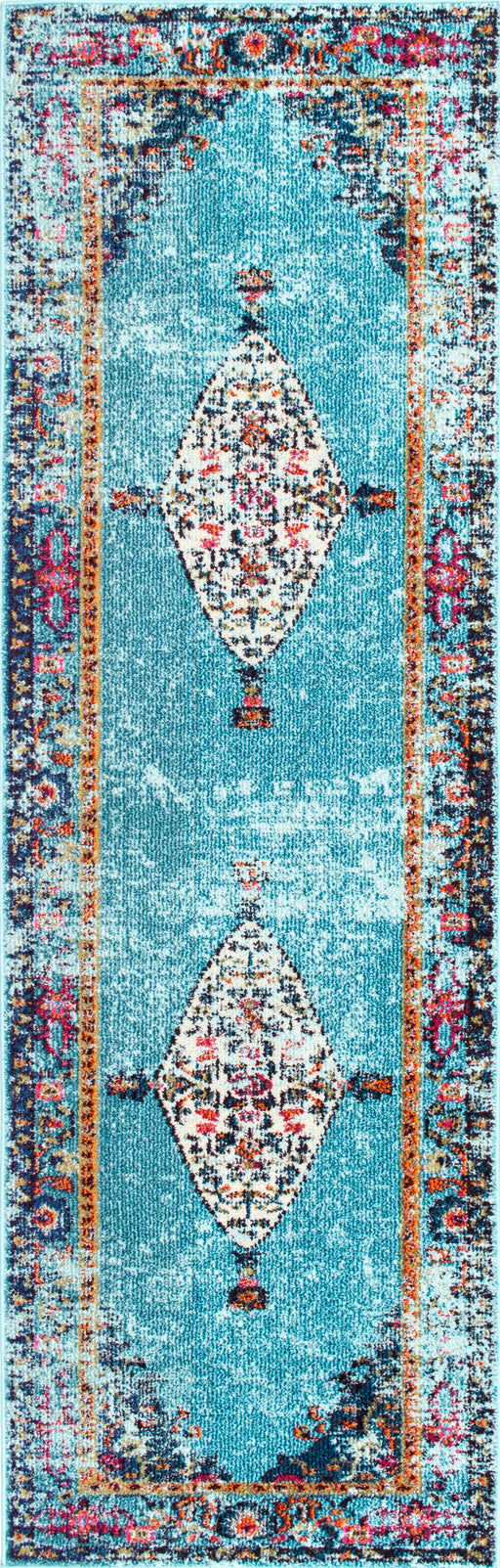 Aqua Oriental Medallion Area Rug 160x230 cm