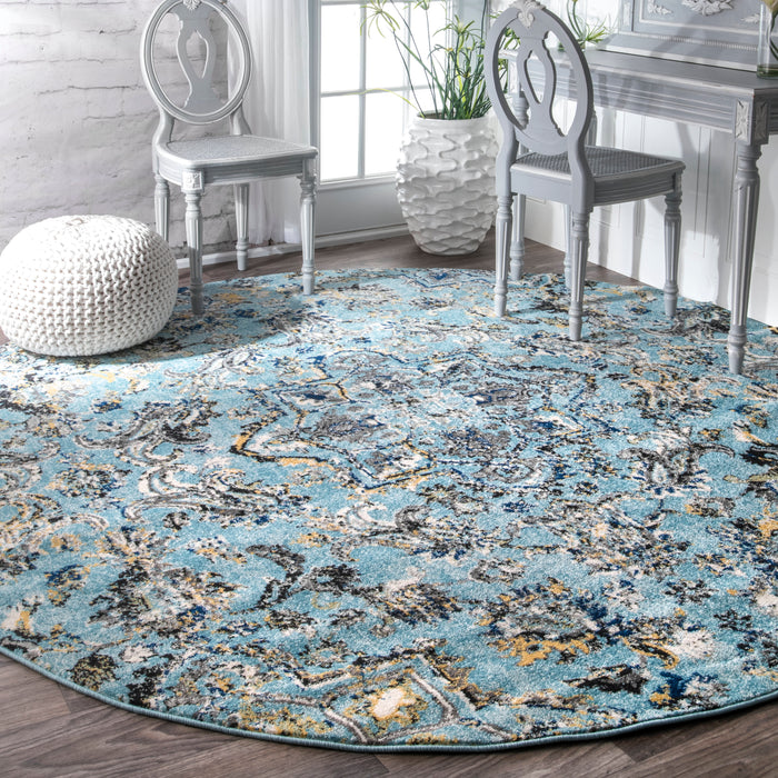 Aqua Paisley Area Rug 120cm x 180cm