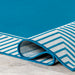 Aqua Striped Indoor Outdoor Flatweave Area Rug 160x230 cm