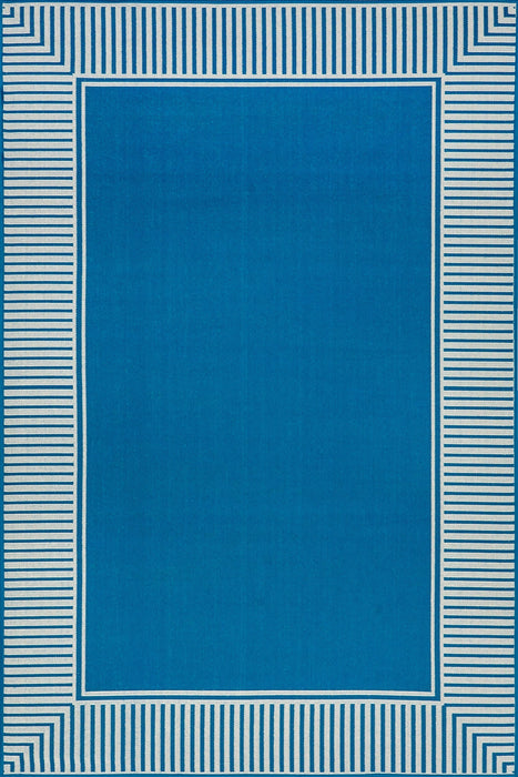 Aqua Striped Indoor Outdoor Flatweave Area Rug 160x230 cm