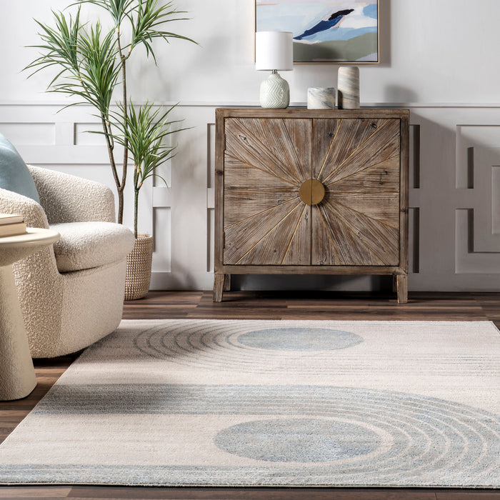 Arched Moon Area Rug in Blue Grey for Living Space