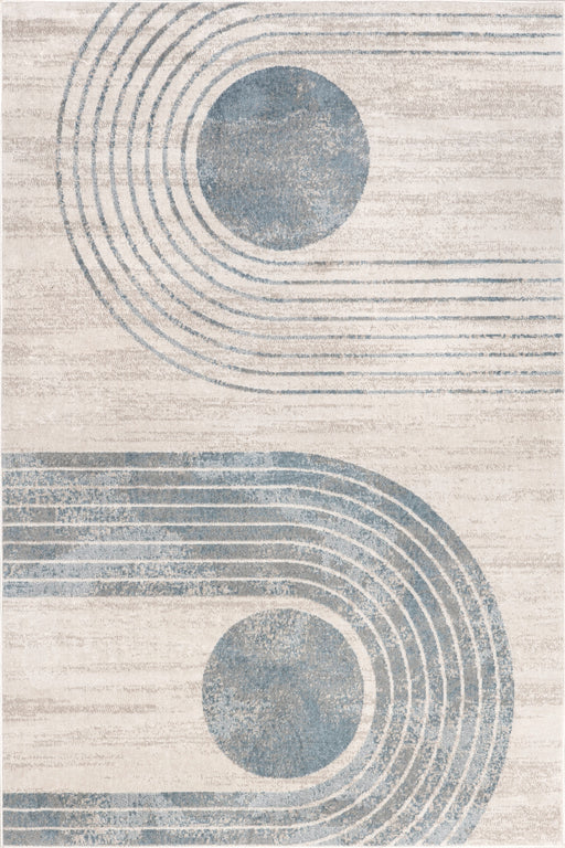 Arched Moon Area Rug in Blue Grey for Living Space