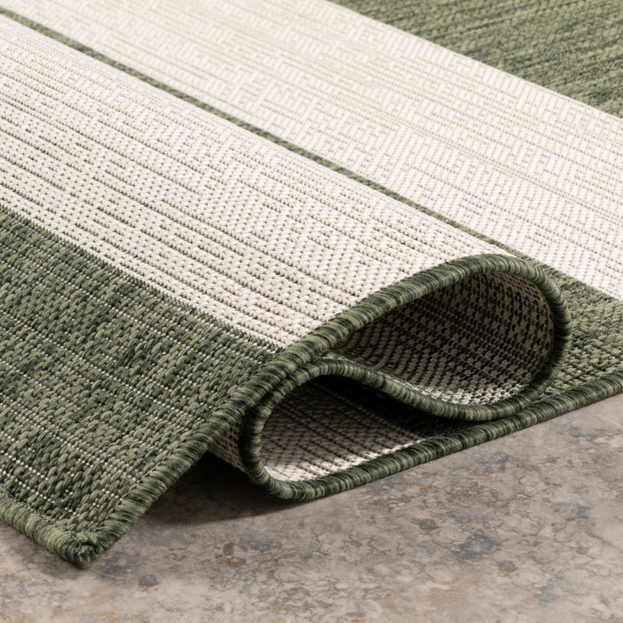 Ariah Green Striped Indoor Outdoor Rug 120x180 cm