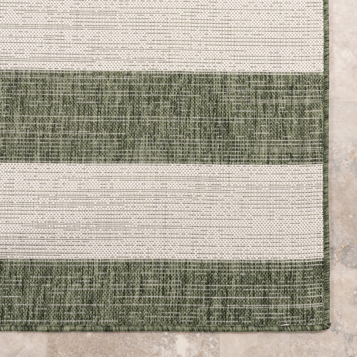 Ariah Green Striped Indoor Outdoor Rug 120x180 cm