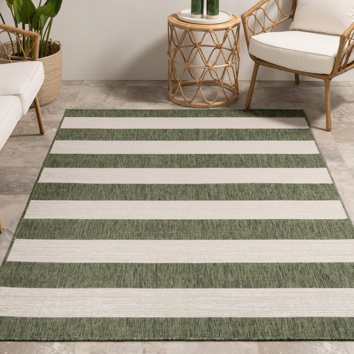 Ariah Green Striped Indoor Outdoor Rug 120x180 cm