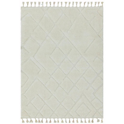 Ariana AR04 Vanilla Modern Moroccan Berber Textured Hi-Low Soft Plush Boho Shaggy Cream Rug