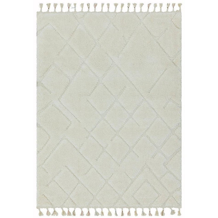 Ariana AR04 Vanilla Modern Moroccan Berber Textured Hi-Low Soft Plush Boho Shaggy Cream Rug