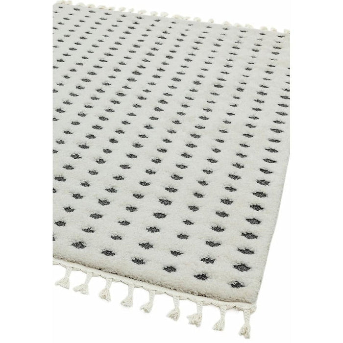 Ariana AR05 Dotty Modern Moroccan Berber Textured Hi-Low Soft Plush Boho Shaggy Cream/Grey Rug