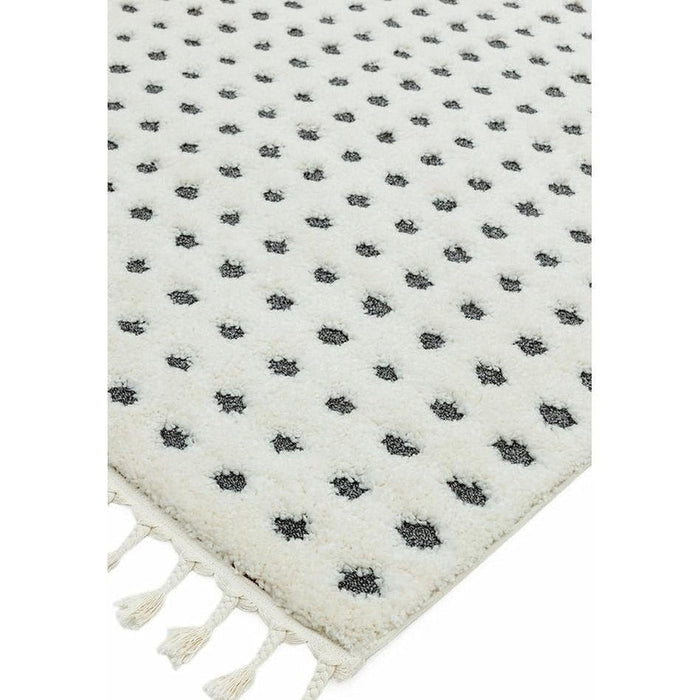 Ariana AR05 Dotty Modern Moroccan Berber Textured Hi-Low Soft Plush Boho Shaggy Cream/Grey Rug