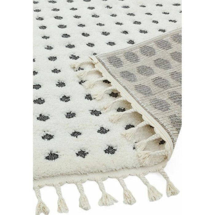 Ariana AR05 Dotty Modern Moroccan Berber Textured Hi-Low Soft Plush Boho Shaggy Cream/Grey Rug