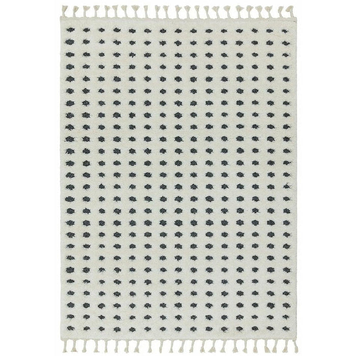 Ariana AR05 Dotty Modern Moroccan Berber Textured Hi-Low Soft Plush Boho Shaggy Cream/Grey Rug