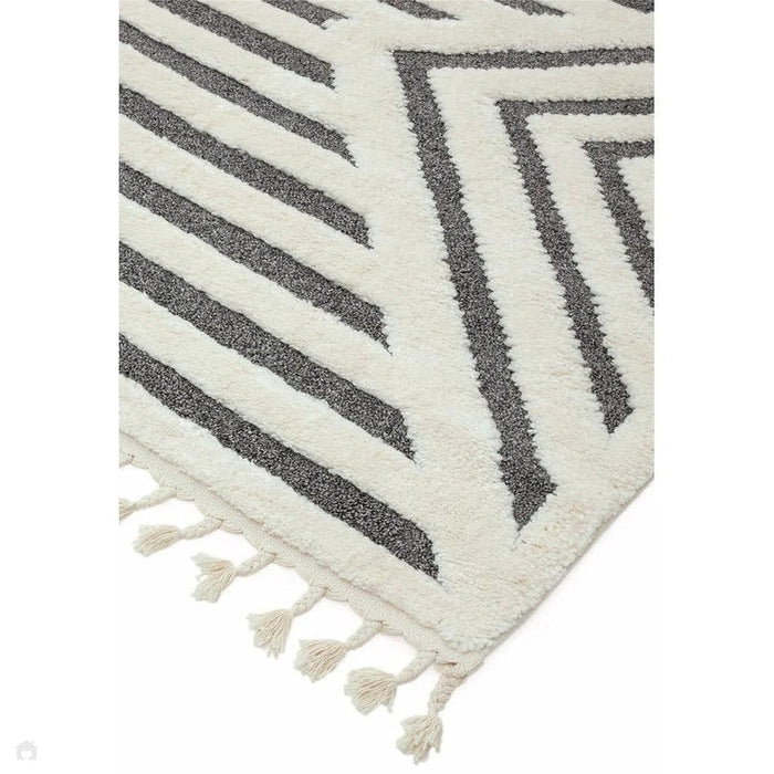 Ariana AR06 Shard Modern Moroccan Berber Textured Hi-Low Soft Plush Boho Shaggy Cream/Grey Rug