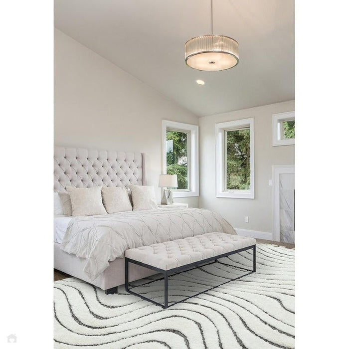 Ariana AR10 Ripple Modern Moroccan Berber Textured Hi-Low Soft Plush Boho Shaggy Cream/Grey Rug