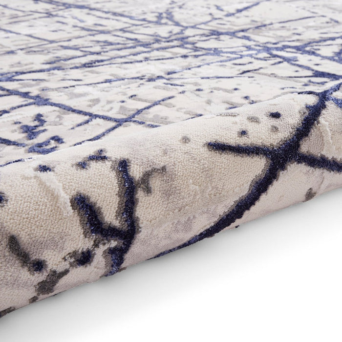 Artemis B8403A Modern Abstract Marble Metallic Shimmer Textured High-Density Soft-Touch Blue/Silver/Cream Rug