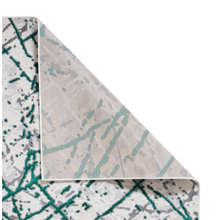 Artemis B8403A Modern Abstract Marble Metallic Shimmer Textured High-Density Soft-Touch Green/Silver/Cream Rug