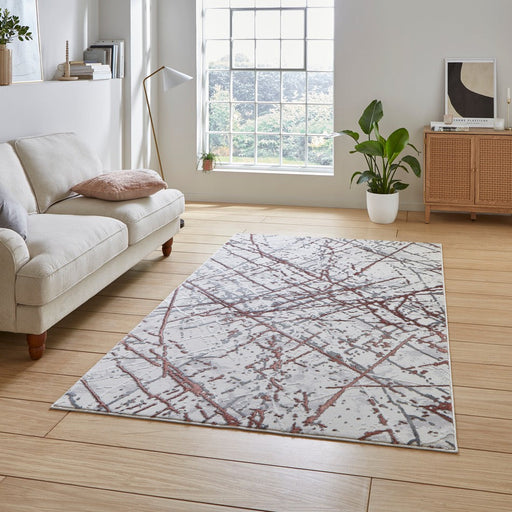 Artemis B8403A Modern Abstract Marble Metallic Shimmer Textured High-Density Soft-Touch Pink/Silver/Cream Rug