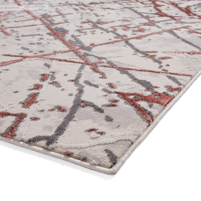 Artemis B8403A Modern Abstract Marble Metallic Shimmer Textured High-Density Soft-Touch Pink/Silver/Cream Rug