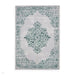 Artemis B9076A Traditional Medallion Border Distressed Metallic Shimmer Textured High-Density Soft-Touch Green/Silver/Cream Rug