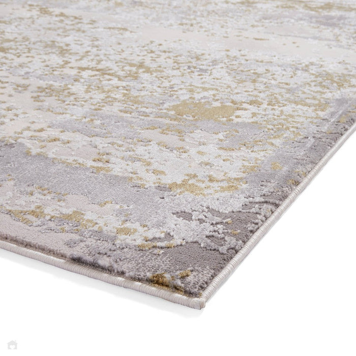 Artemis B9289A Modern Abstract Marbled Metallic Shimmer Textured High-Density Soft-Touch Gold/Grey/Cream Rug