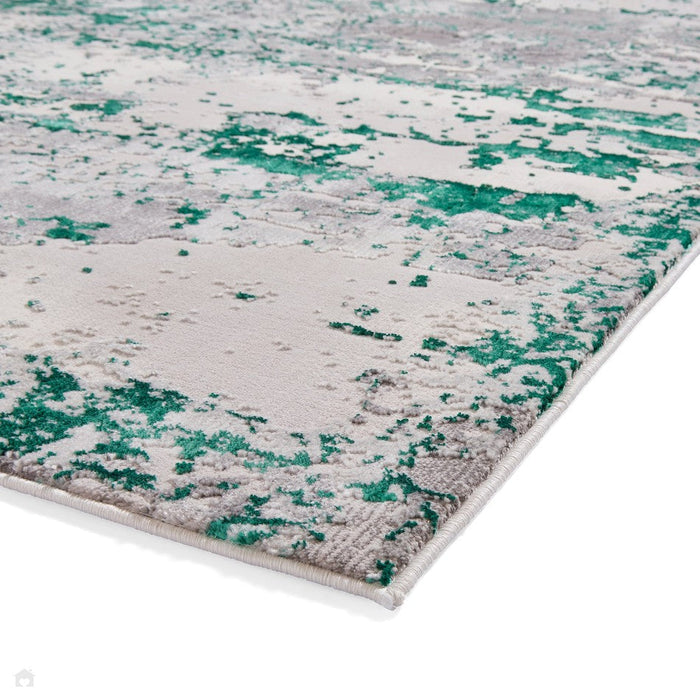 Artemis B9289A Modern Abstract Marbled Metallic Shimmer Textured High-Density Soft-Touch Green/Grey/Cream Rug