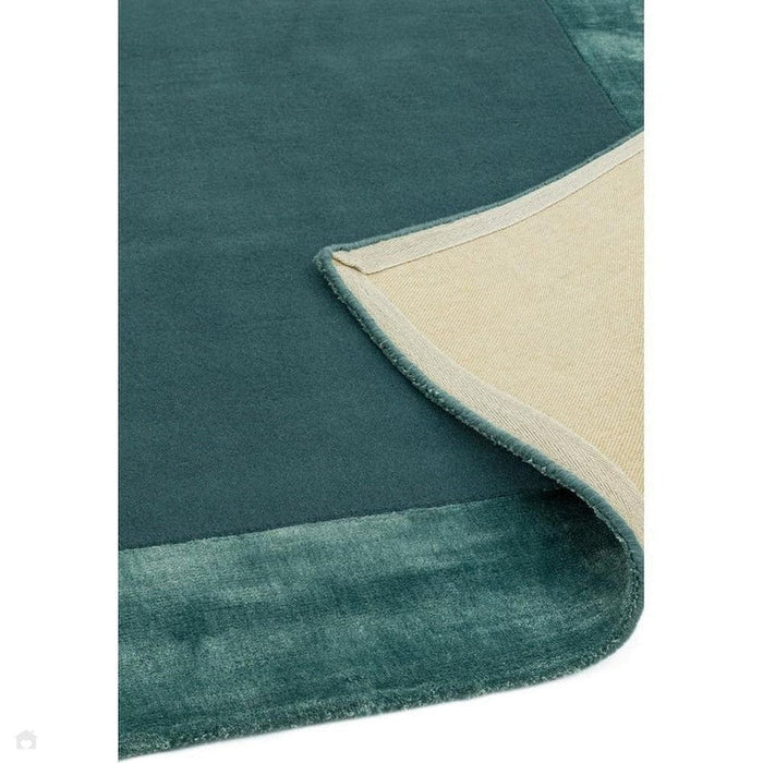 Ascot Modern Plain Hand-Woven Wool Centred Loop Pile Metallic Shimmer Wide Edged Viscose Border Aqua Blue Rug