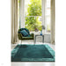 Ascot Modern Plain Hand-Woven Wool Centred Loop Pile Metallic Shimmer Wide Edged Viscose Border Aqua Blue Rug