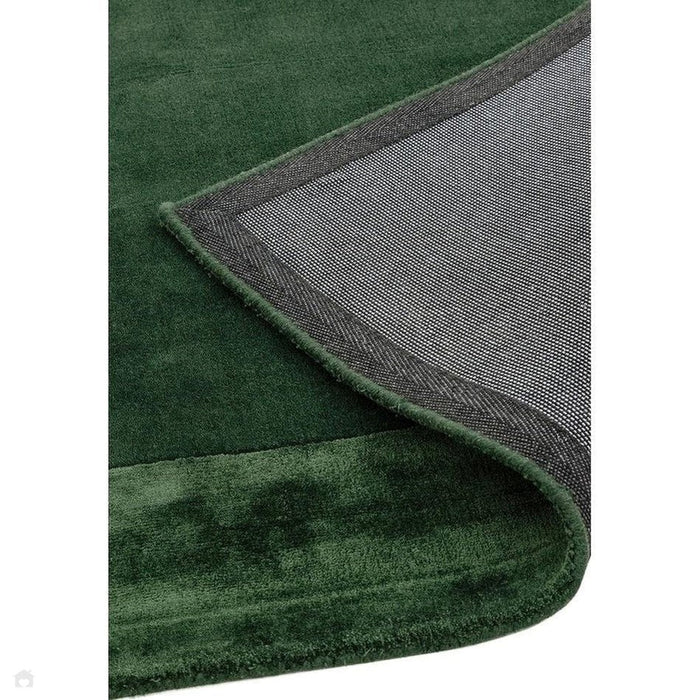 Ascot Modern Plain Hand-Woven Wool Centred Loop Pile Metallic Shimmer Wide Viscose Border Green Rug