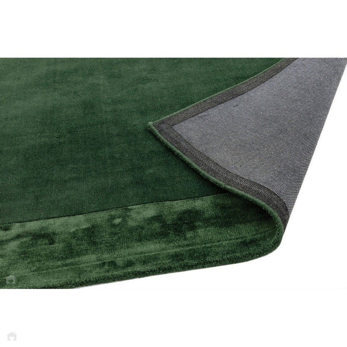 Ascot Modern Plain Hand-Woven Wool Centred Loop Pile Metallic Shimmer Wide Viscose Border Green Rug