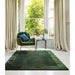 Ascot Modern Plain Hand-Woven Wool Centred Loop Pile Metallic Shimmer Wide Viscose Border Green Rug