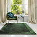 Ascot Modern Plain Hand-Woven Wool Centred Loop Pile Metallic Shimmer Wide Viscose Border Green Rug