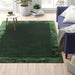 Ascot Modern Plain Hand-Woven Wool Centred Loop Pile Metallic Shimmer Wide Viscose Border Green Rug