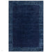 Ascot Modern Plain Hand-Woven Wool Centred Loop Pile Metallic Shimmer Wide Viscose Border Navy Blue Rug