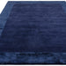 Ascot Modern Plain Hand-Woven Wool Centred Loop Pile Metallic Shimmer Wide Viscose Border Navy Blue Rug