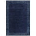 Ascot Modern Plain Hand-Woven Wool Centred Loop Pile Metallic Shimmer Wide Viscose Border Navy Blue Rug