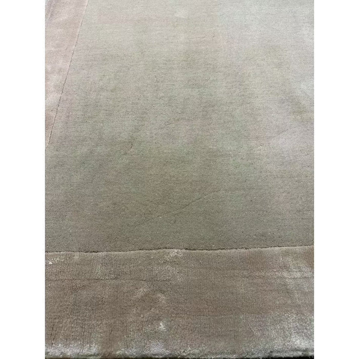 Ascot Modern Plain Hand-Woven Wool Centred Loop Pile Metallic Shimmer Wide Viscose Border Putty/Beige Rug