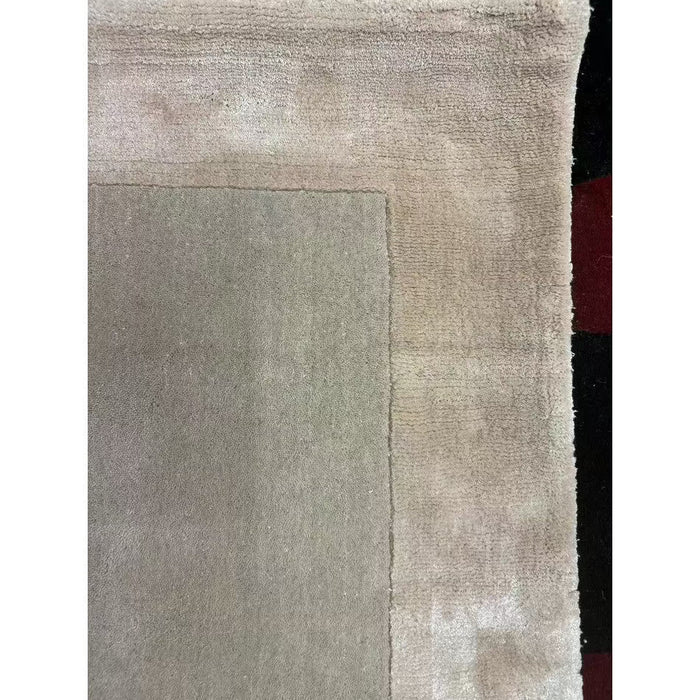 Ascot Modern Plain Hand-Woven Wool Centred Loop Pile Metallic Shimmer Wide Viscose Border Putty/Beige Rug