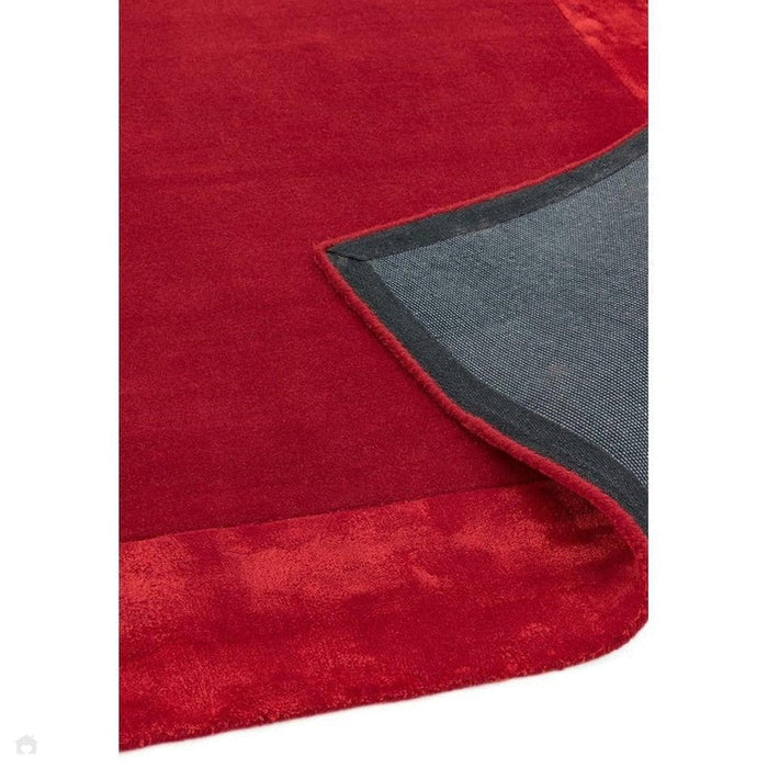 Ascot Modern Plain Hand-Woven Wool Centred Loop Pile Metallic Shimmer Wide Viscose Border Red Rug