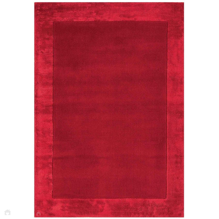 Ascot Modern Plain Hand-Woven Wool Centred Loop Pile Metallic Shimmer Wide Viscose Border Red Rug