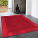 Ascot Modern Plain Hand-Woven Wool Centred Loop Pile Metallic Shimmer Wide Viscose Border Red Rug