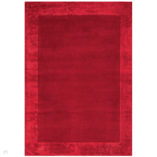 Ascot Modern Plain Hand-Woven Wool Centred Loop Pile Metallic Shimmer Wide Viscose Border Red Rug