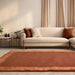 Ascot Modern Plain Hand-Woven Wool Centred Loop Pile Metallic Shimmer Wide Viscose Border Rust Rug