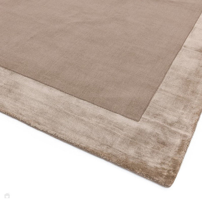 Ascot Modern Plain Hand-Woven Wool Centred Loop Pile Metallic Shimmer Wide Viscose Border Sand Rug