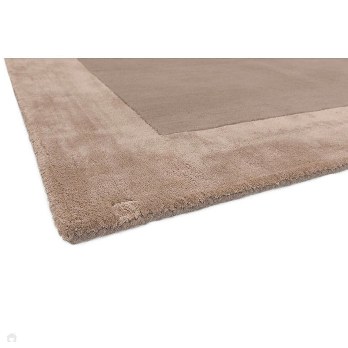 Ascot Modern Plain Hand-Woven Wool Centred Loop Pile Metallic Shimmer Wide Viscose Border Sand Rug