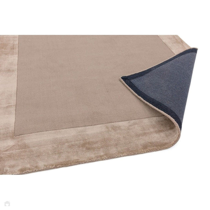 Ascot Modern Plain Hand-Woven Wool Centred Loop Pile Metallic Shimmer Wide Viscose Border Sand Rug