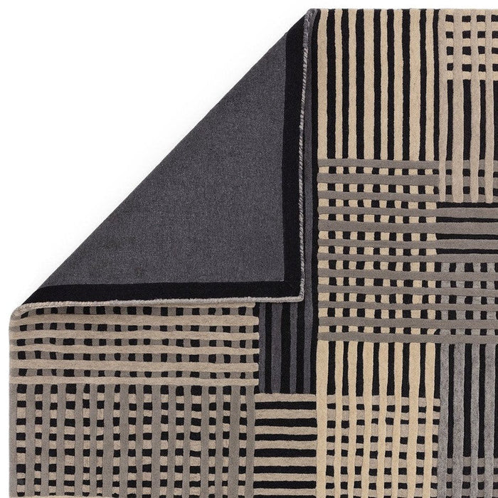 Aspect Modern Geometric Basketweave Hand-Woven Space-Dyed Textured Hi-Low Wool Grey/Charcoal/Beige Rug