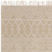 Asra Modern Boho Geometric Hand-Woven Textured Hi-Low Ribbed Bobbled Wool Fringe Flatweave Cream/Beige Rug