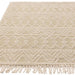 Asra Modern Boho Geometric Hand-Woven Textured Hi-Low Ribbed Bobbled Wool Fringe Flatweave Cream/Beige Rug 160 x 230cm